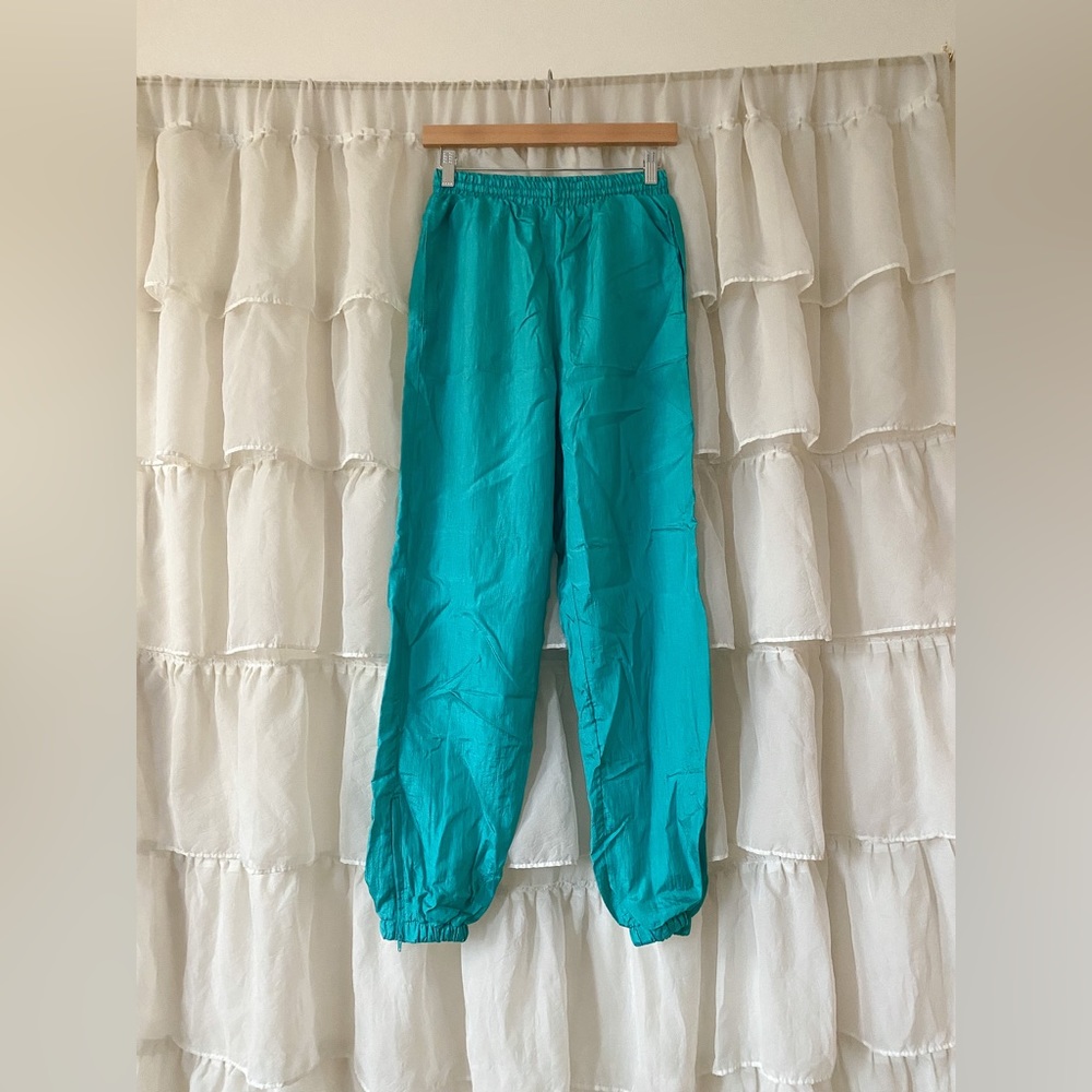 retro ice blue shimmery sweatpants